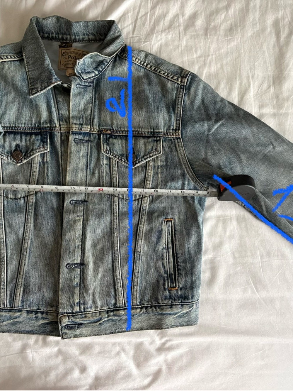 Polo by Ralph Lauren Light Blue Denim Jacket with Printed Bear Lining - Picture 4 of 4